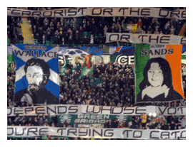 Bobby Sands/William Wallace banner by the Green Brigade