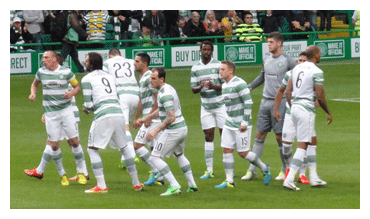 Celtic team as the huddle breaks up