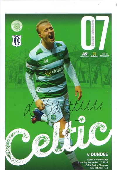Match programme Dundee v Celtic FC 01/10/2016