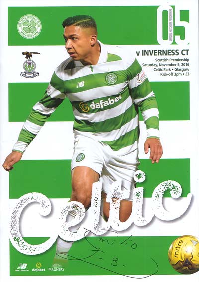Match programme Inverness CT v Celtic FC 18/09/2016