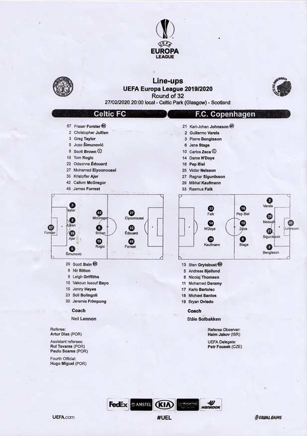 Official Teamsheet