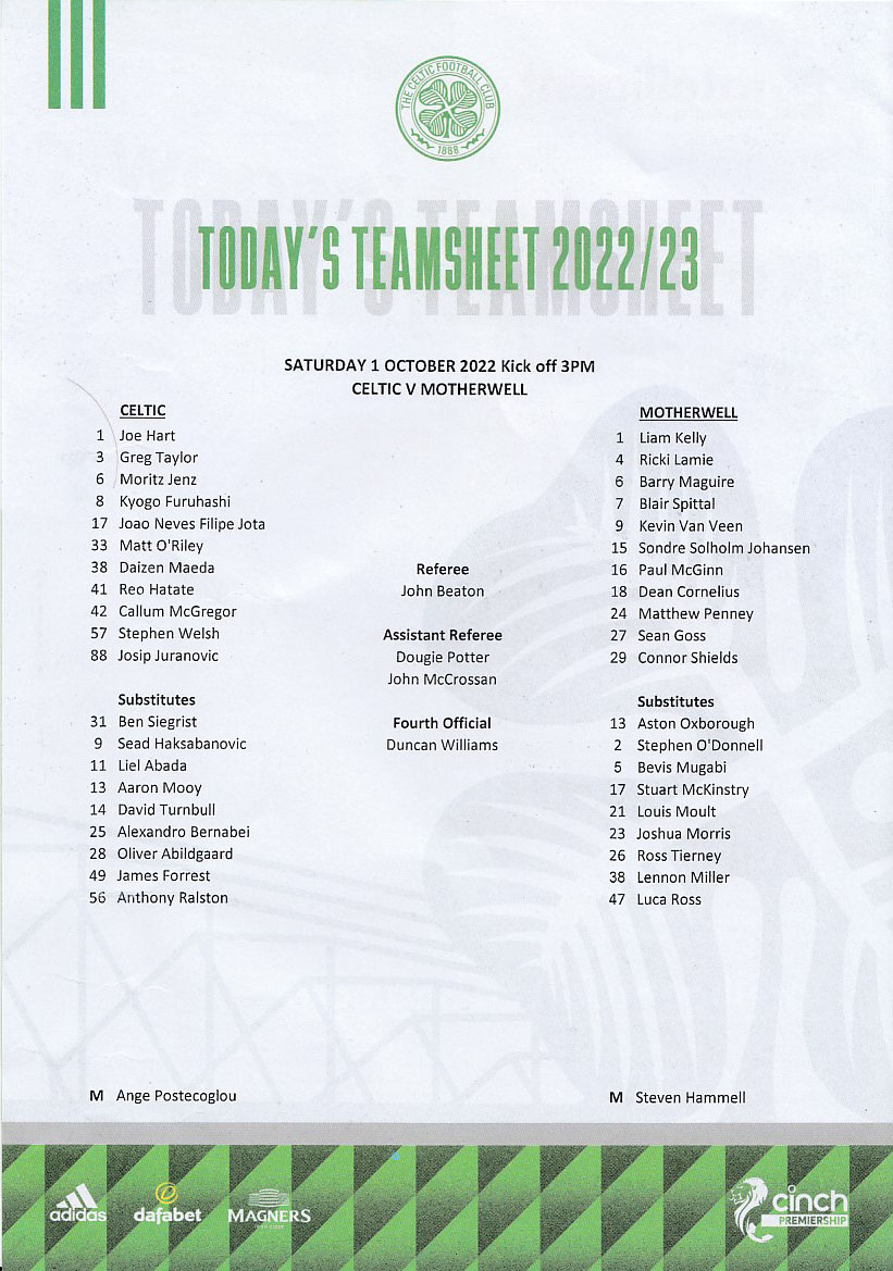 Official Teamsheet