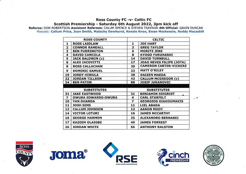 Official Teamsheet