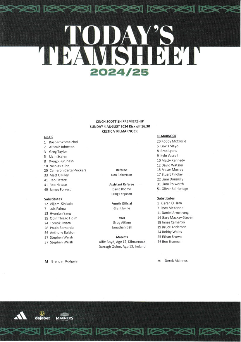 Official Teamsheet