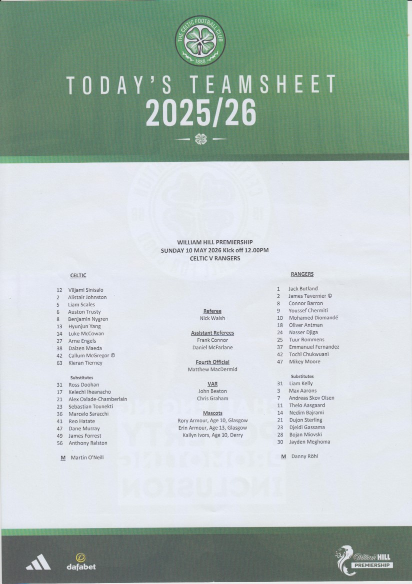 Official Teamsheet