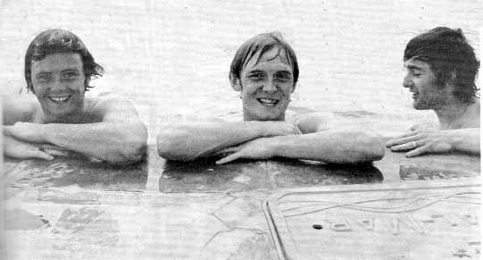 Macari, Hay and McCluskey relax in the pool.