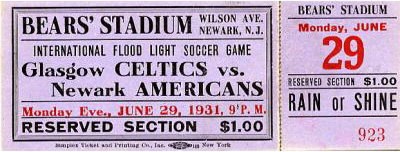 Celtic v Newark Americans match ticket